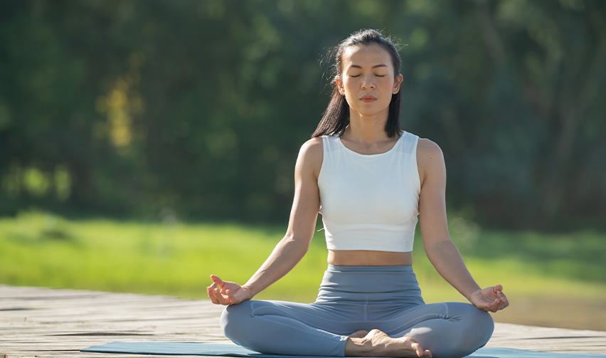 Person meditating peacefully